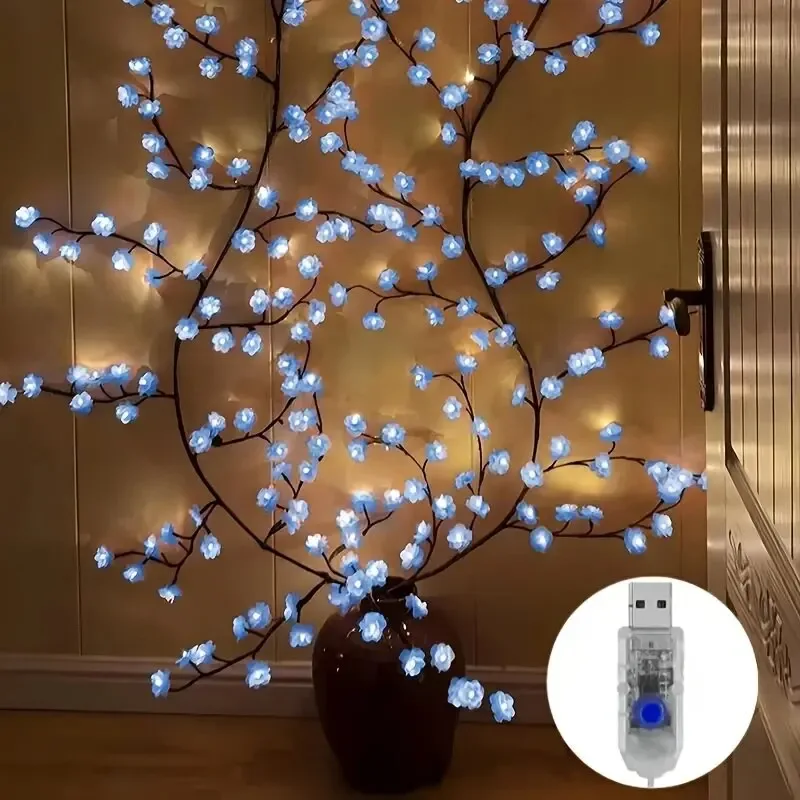 Guirlande lumineuse 96 LED - Branche de fleurs de cerisier - 8 modes - Alimentation USB