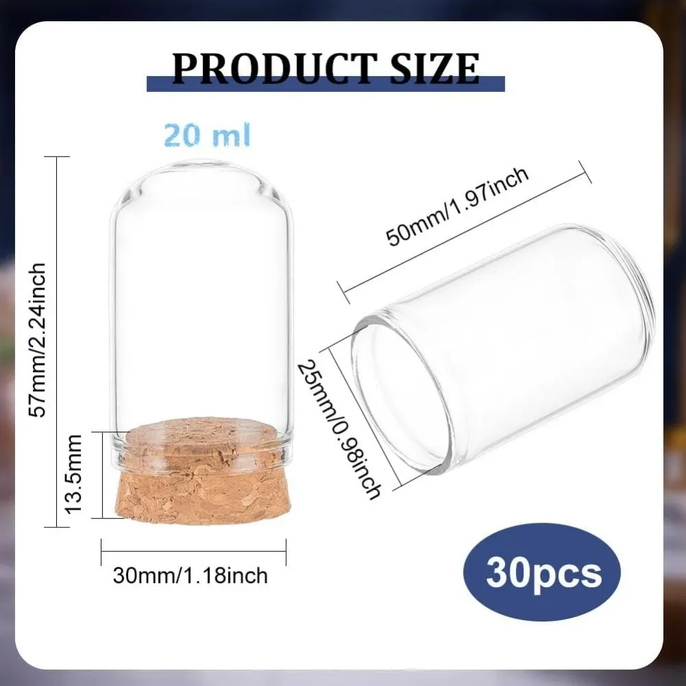 Lot de 30 mini bocaux en verre avec bouchons en liège, 20 ml - Pour décoration et loisirs créatifs slide 2