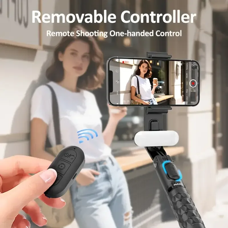 QAML A6 2025 Stabilisateur de Smartphone 1 Axe avec Perche à Selfie, Trépied et Télécommande Sans Fil - Image 5