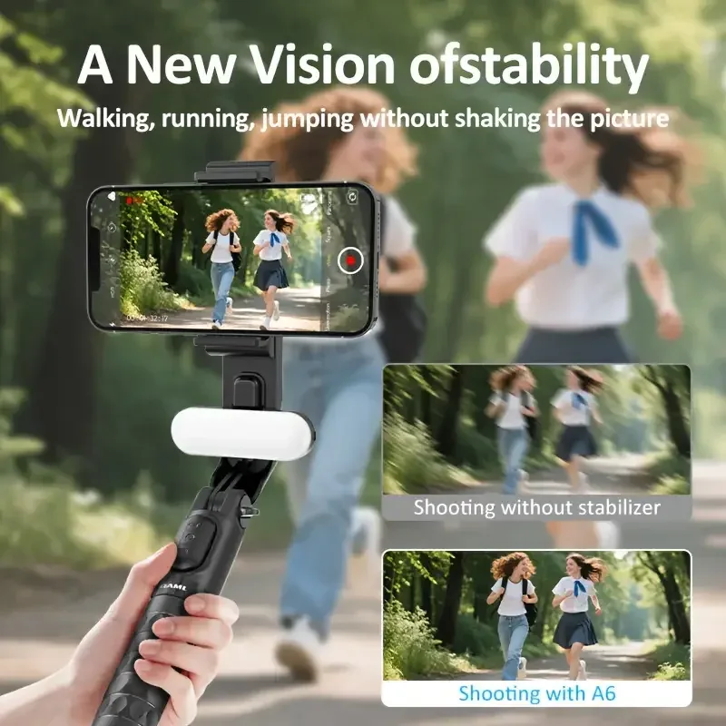 QAML A6 2025 Stabilisateur de Smartphone 1 Axe avec Perche à Selfie, Trépied et Télécommande Sans Fil - Image 3