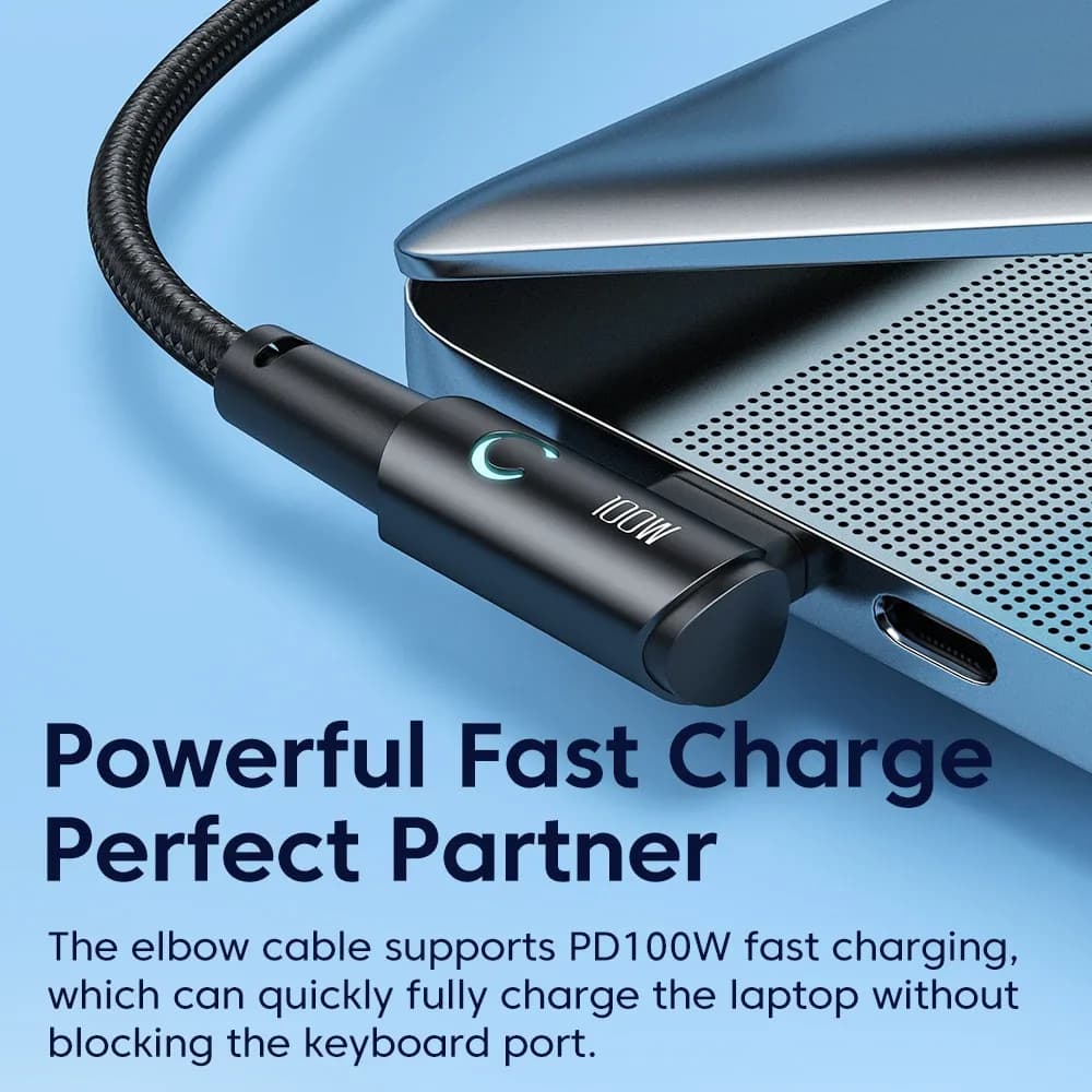 Câble USB-C vers USB-C Toocki 100W PD - Charge Rapide - Connecteur coudé à 90° slide 2