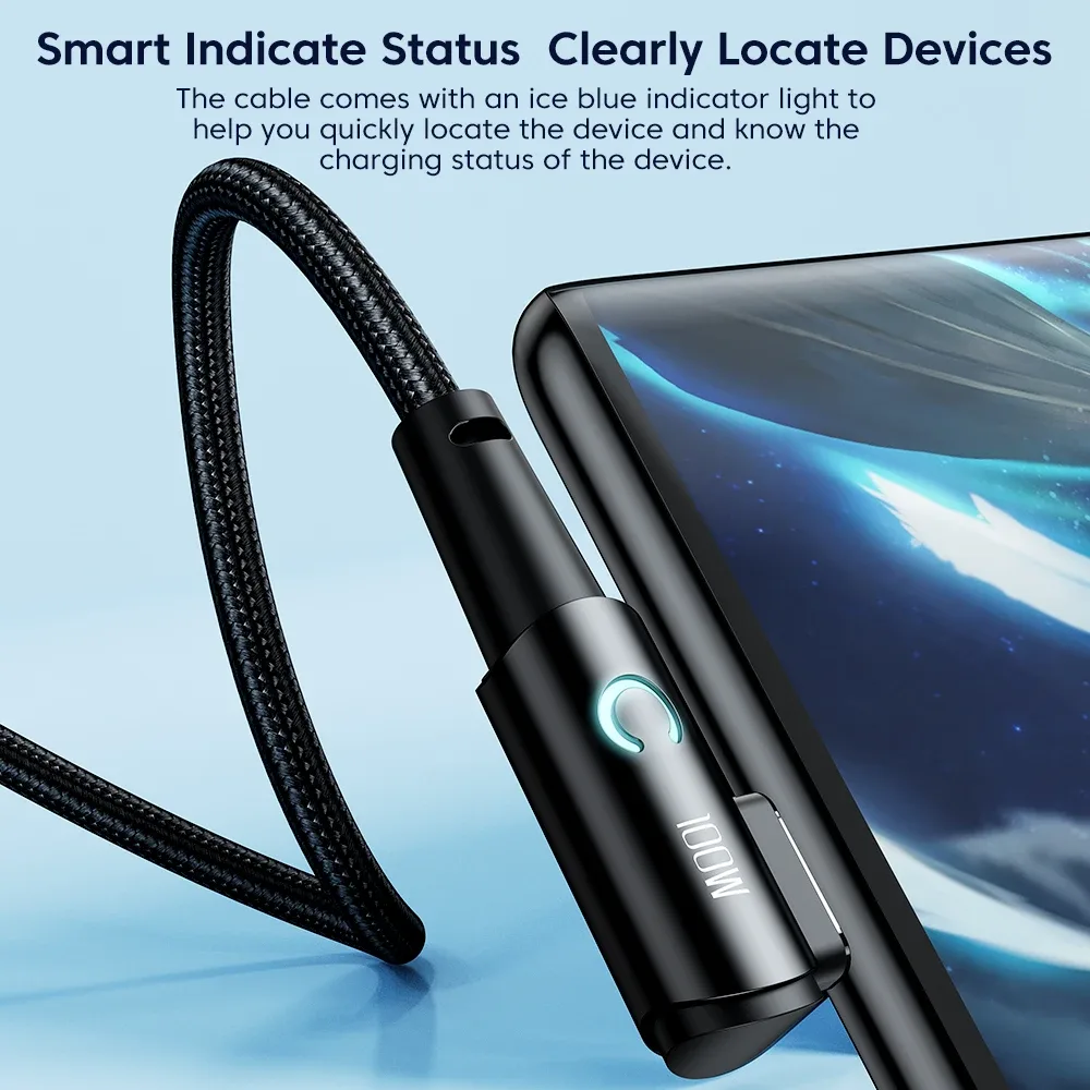 Câble USB-C vers USB-C Toocki 100W PD - Charge Rapide - Connecteur coudé à 90° slide 5