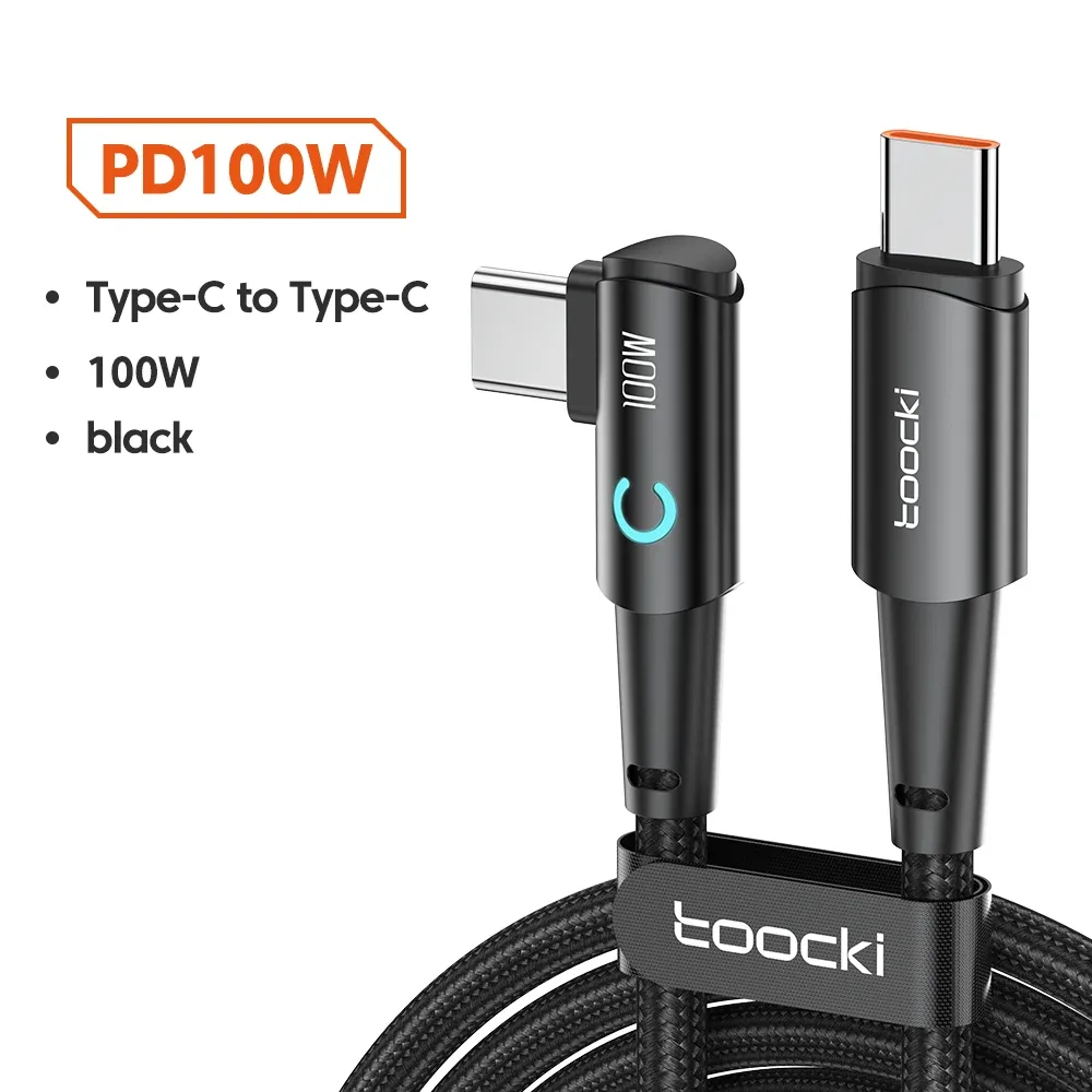 Câble USB-C vers USB-C Toocki 100W PD - Charge Rapide - Connecteur coudé à 90° slide 7