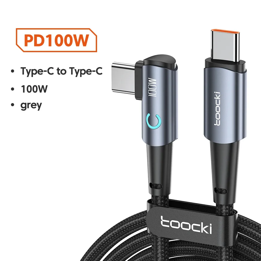 Câble USB-C vers USB-C Toocki 100W PD - Charge Rapide - Connecteur coudé à 90° slide 8