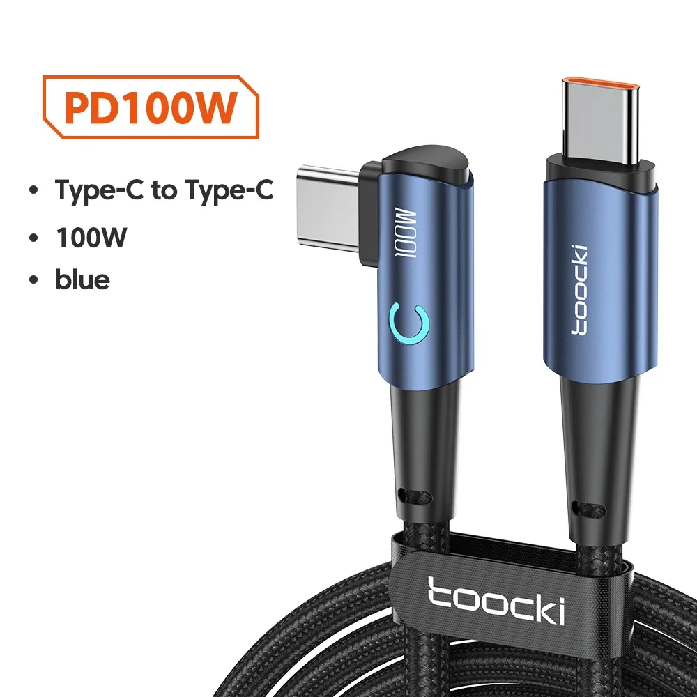 Câble USB-C vers USB-C Toocki 100W PD - Charge Rapide - Connecteur coudé à 90° slide 9