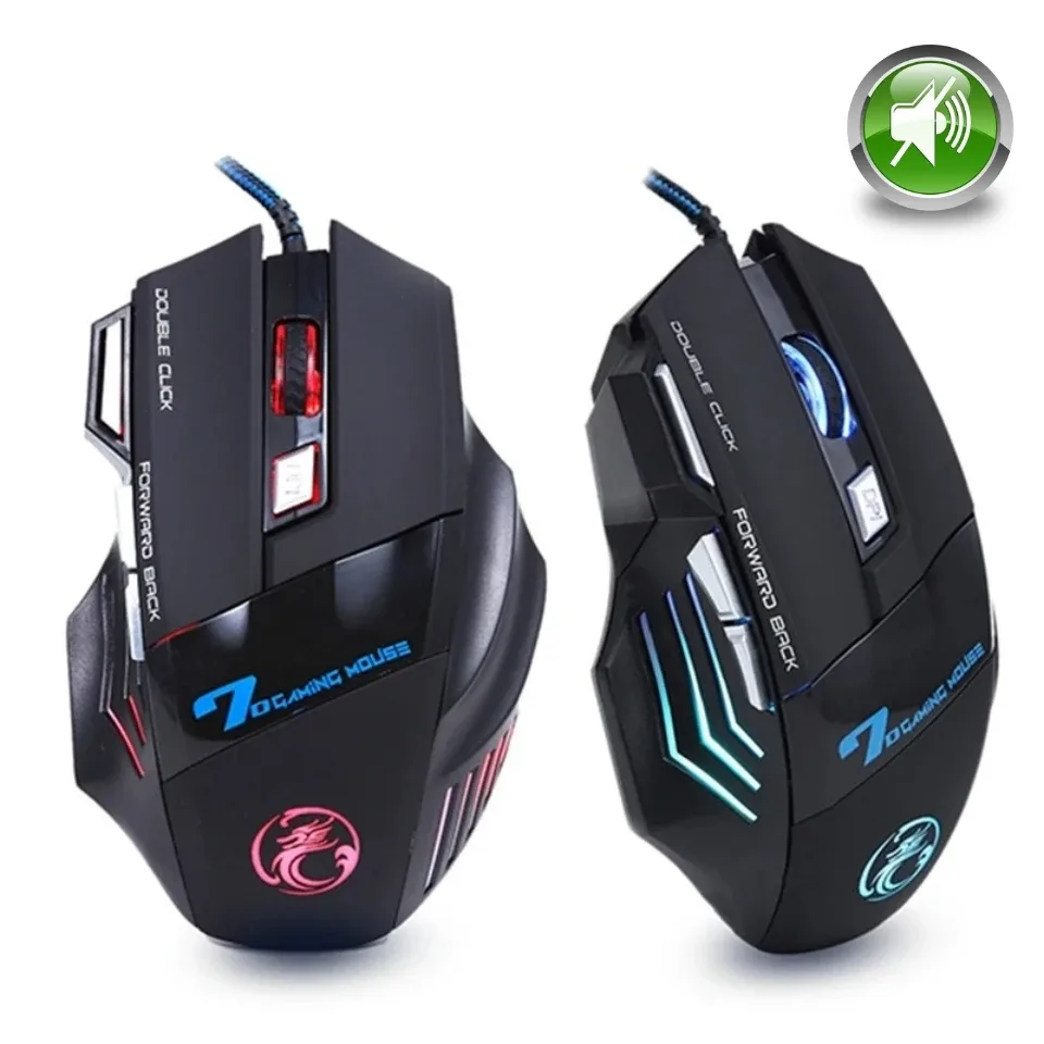 Souris de jeu filaire ergonomique RVB à 7 boutons silencieux - Image 1