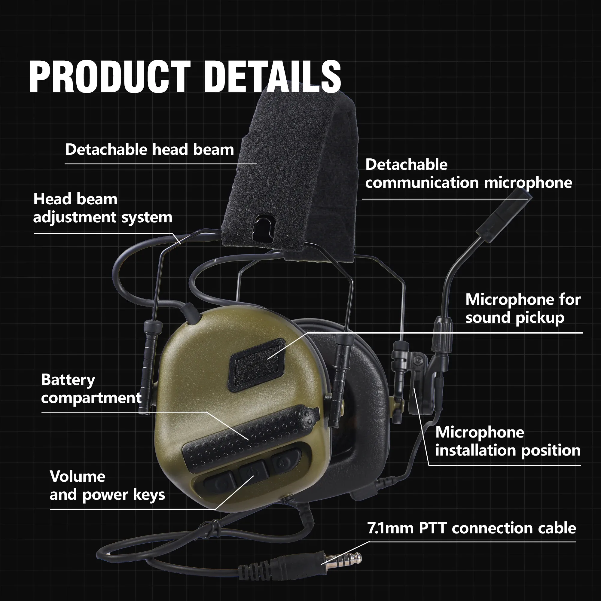Casque antibruit tactique ARM NEXT F10 avec micro et réduction active du bruit slide 5