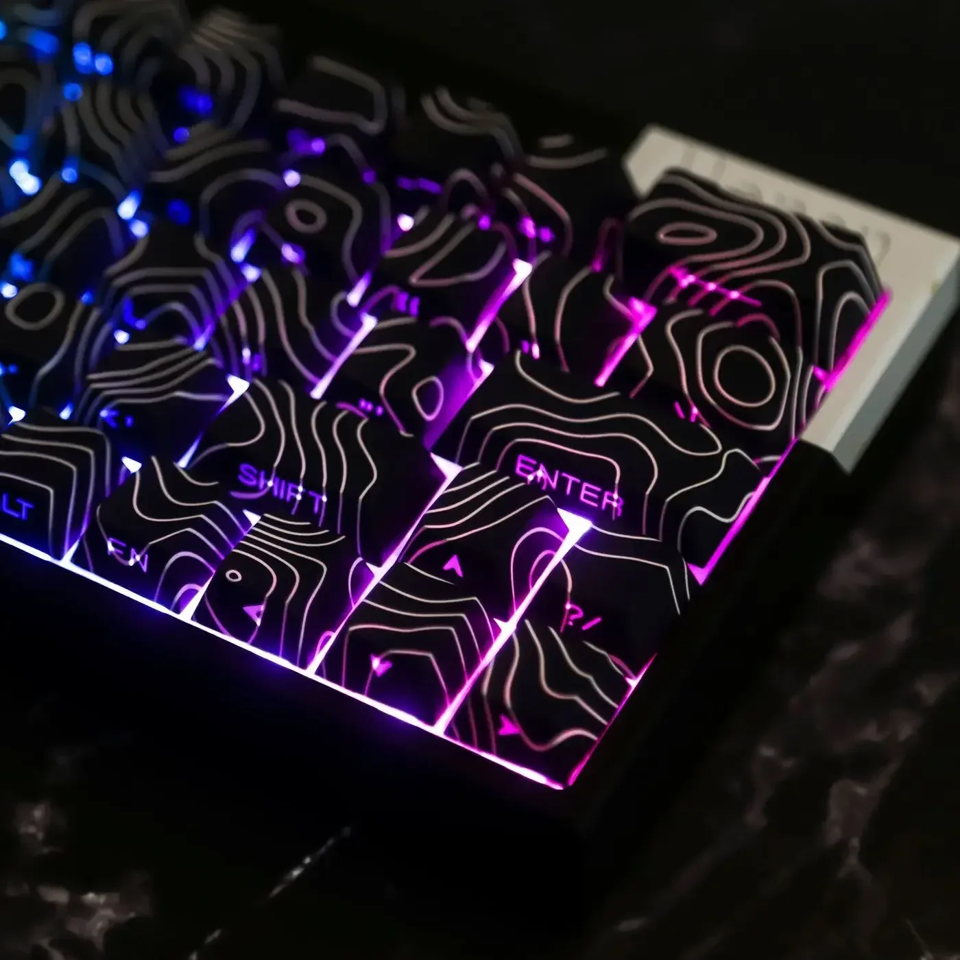 Set de Keycaps PBT Blanc (97 Touches) - Profil Contour 4.0, Légendes Latérales Translucides - Compatible F75 et GMK87