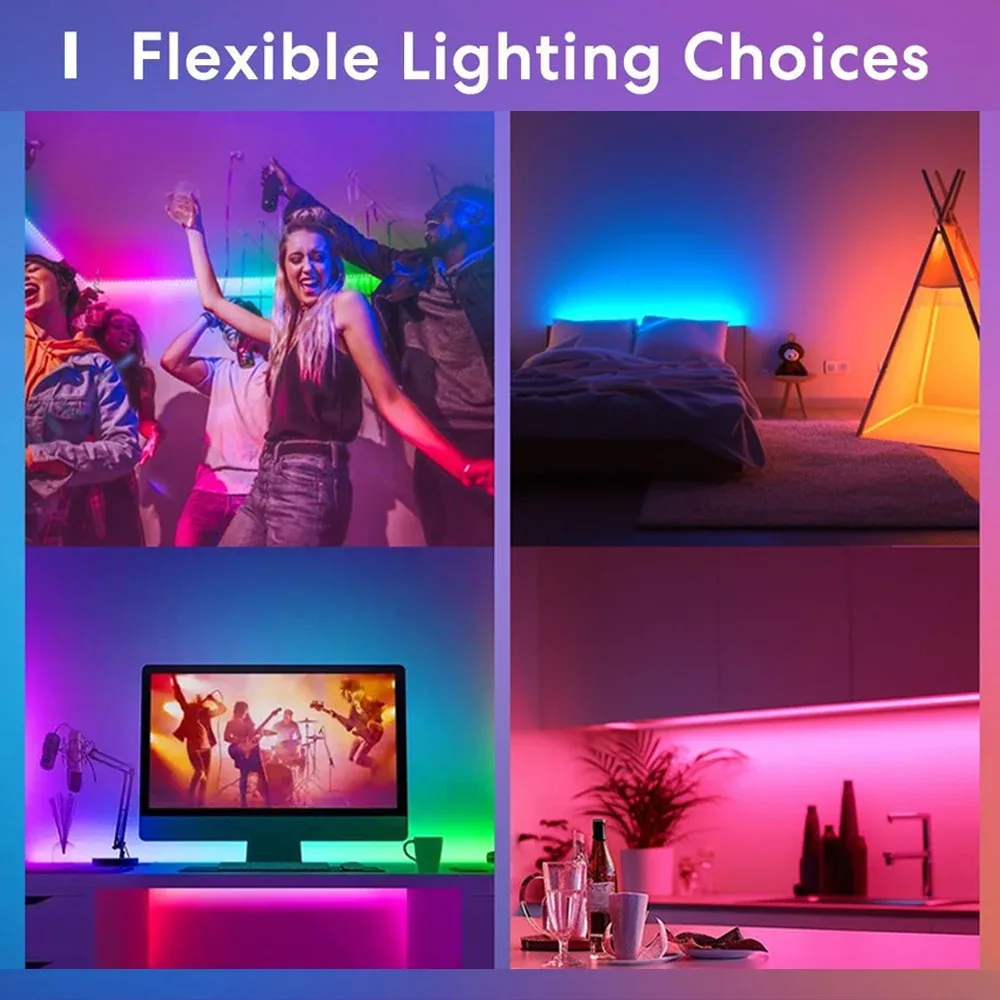 Ruban LED Tuya Zigbee RGB+CCT 5-en-1, 5050 SMD, 12V, Flexible, Compatible Alexa et Google Assistant - Image 4
