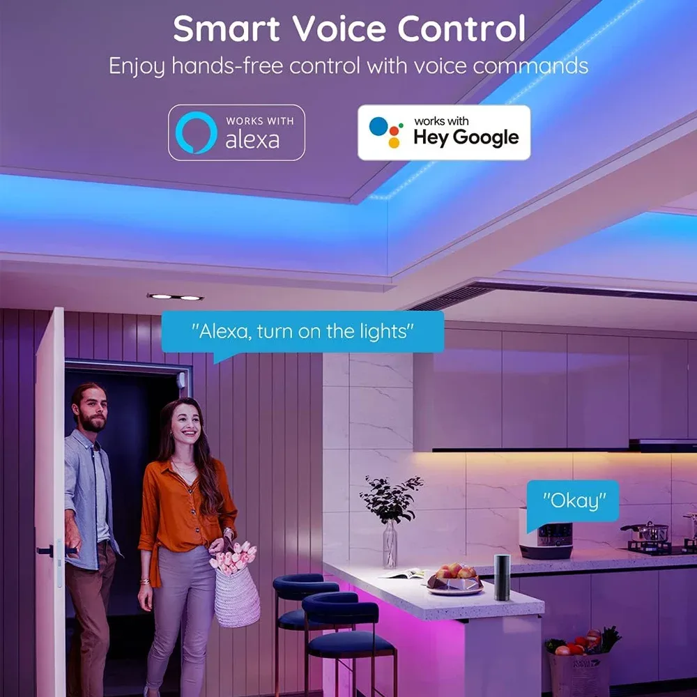 Ruban LED Tuya Zigbee RGB+CCT 5-en-1, 5050 SMD, 12V, Flexible, Compatible Alexa et Google Assistant - Image 2