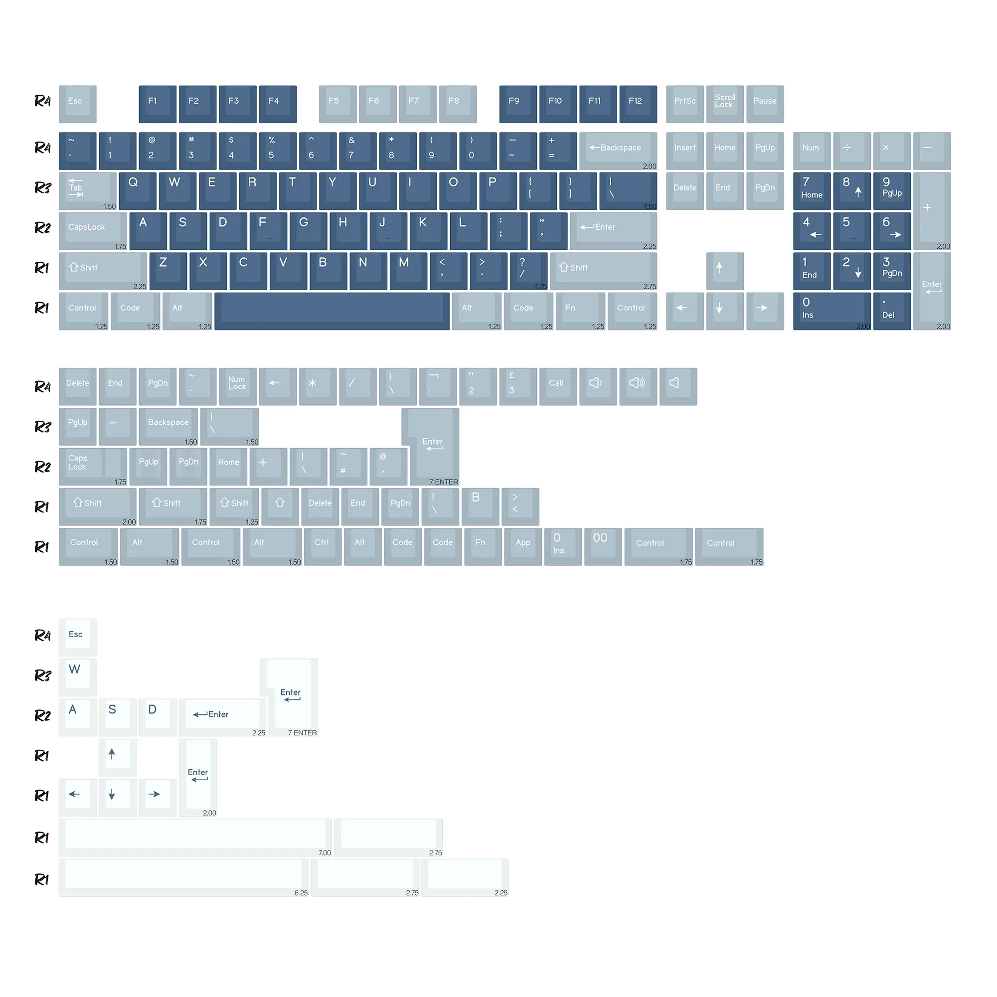 Set de touches KBDiy PBT Double Shot GMK BOW - 174 touches - Profil Cherry slide 23