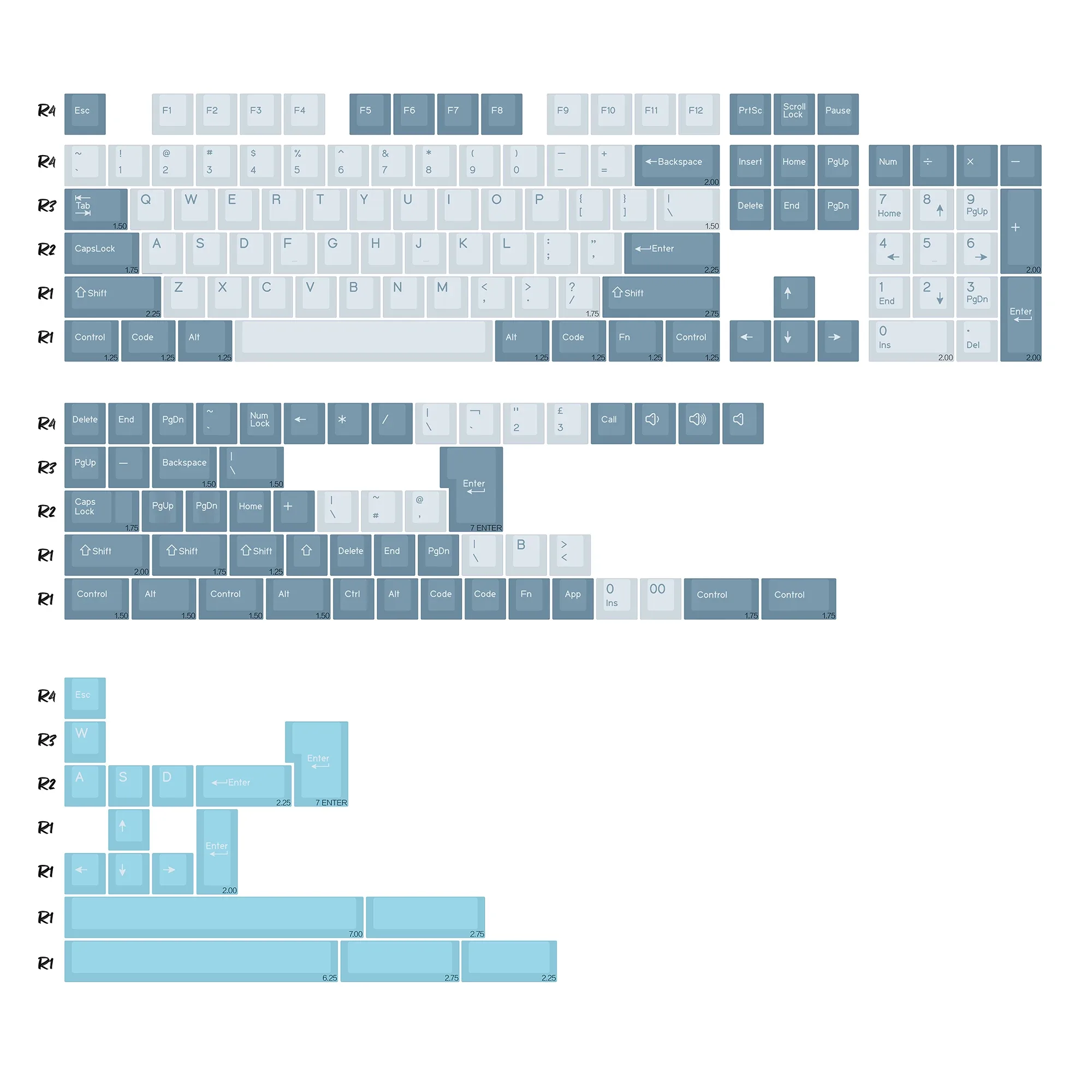 Set de touches KBDiy PBT Double Shot GMK BOW - 174 touches - Profil Cherry slide 26