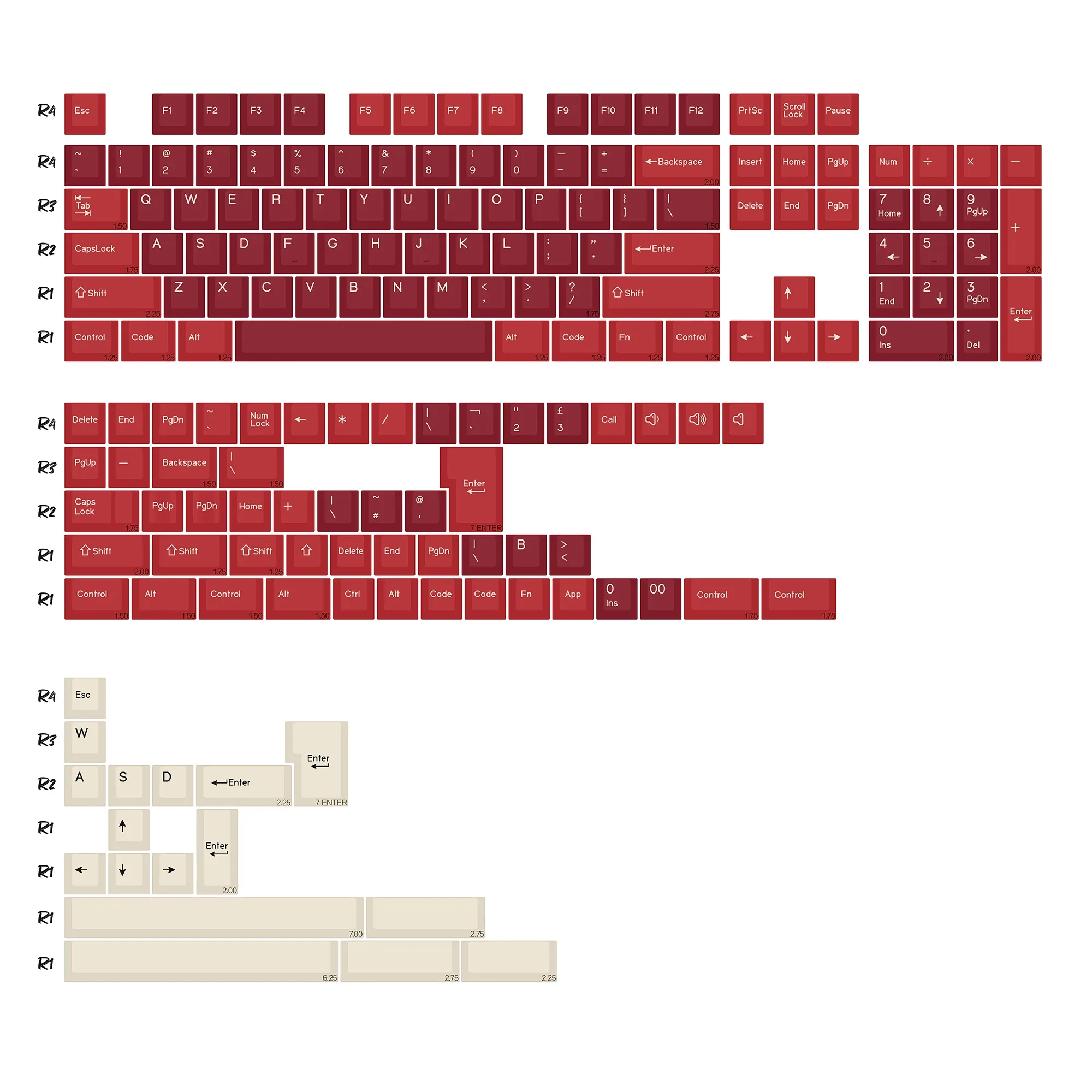 Set de touches KBDiy PBT Double Shot GMK BOW - 174 touches - Profil Cherry slide 25
