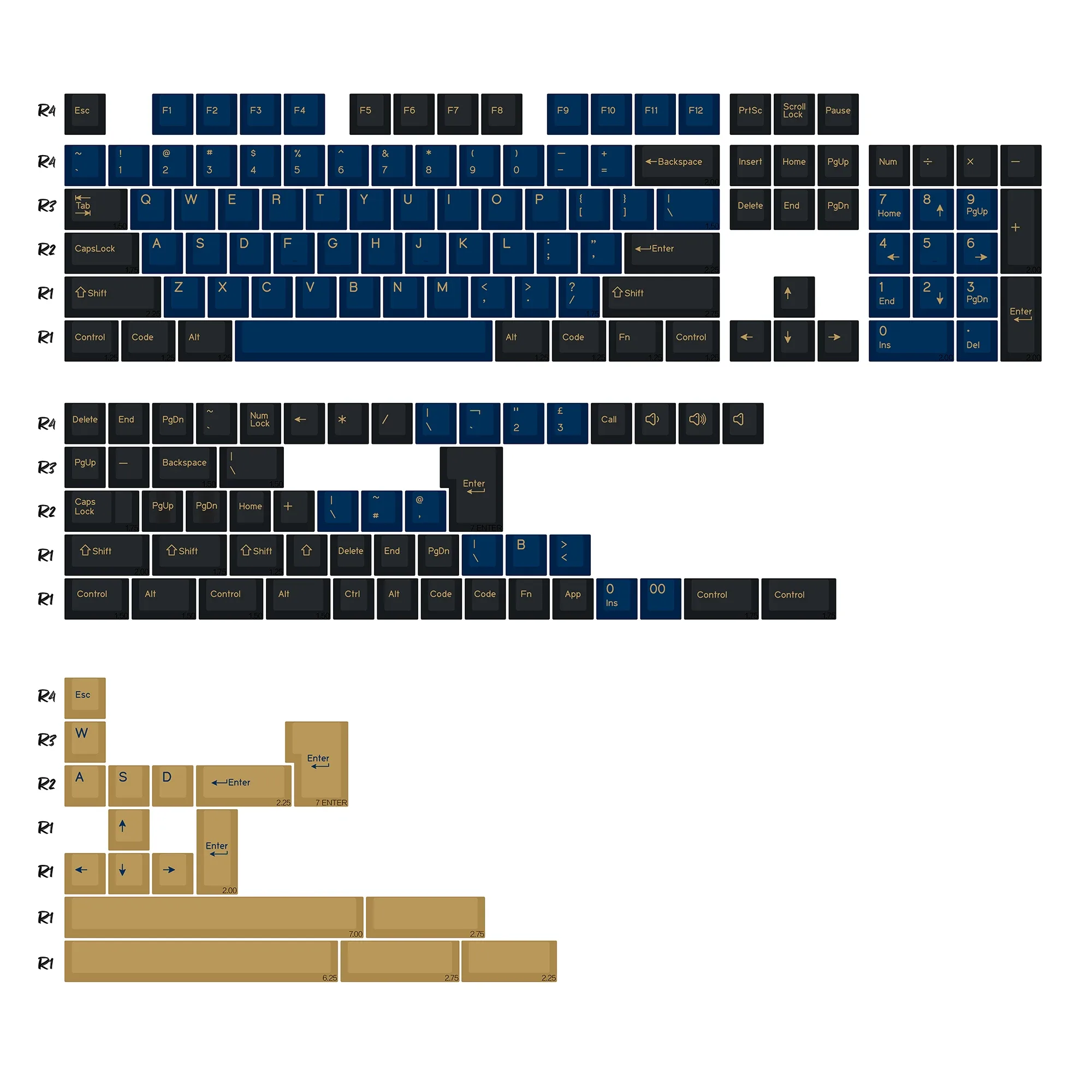 Set de touches KBDiy PBT Double Shot GMK BOW - 174 touches - Profil Cherry slide 19