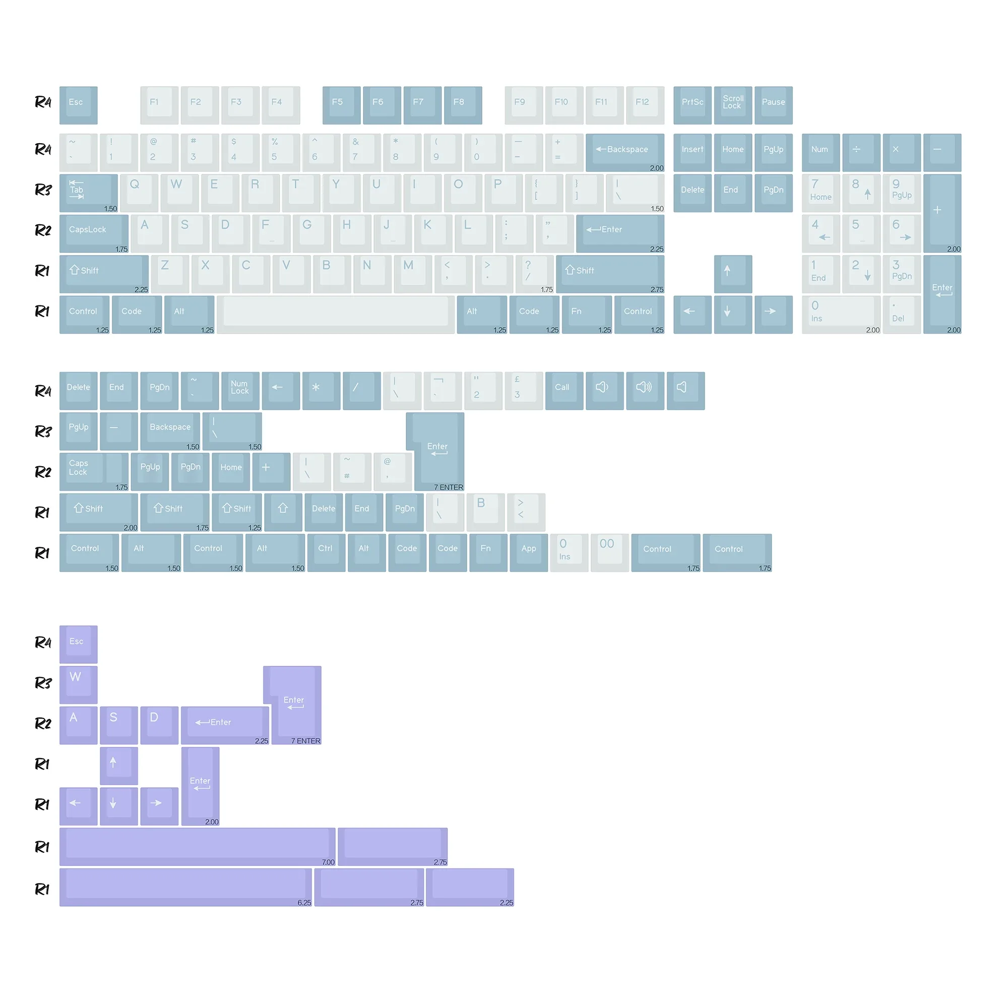 Set de touches KBDiy PBT Double Shot GMK BOW - 174 touches - Profil Cherry slide 22