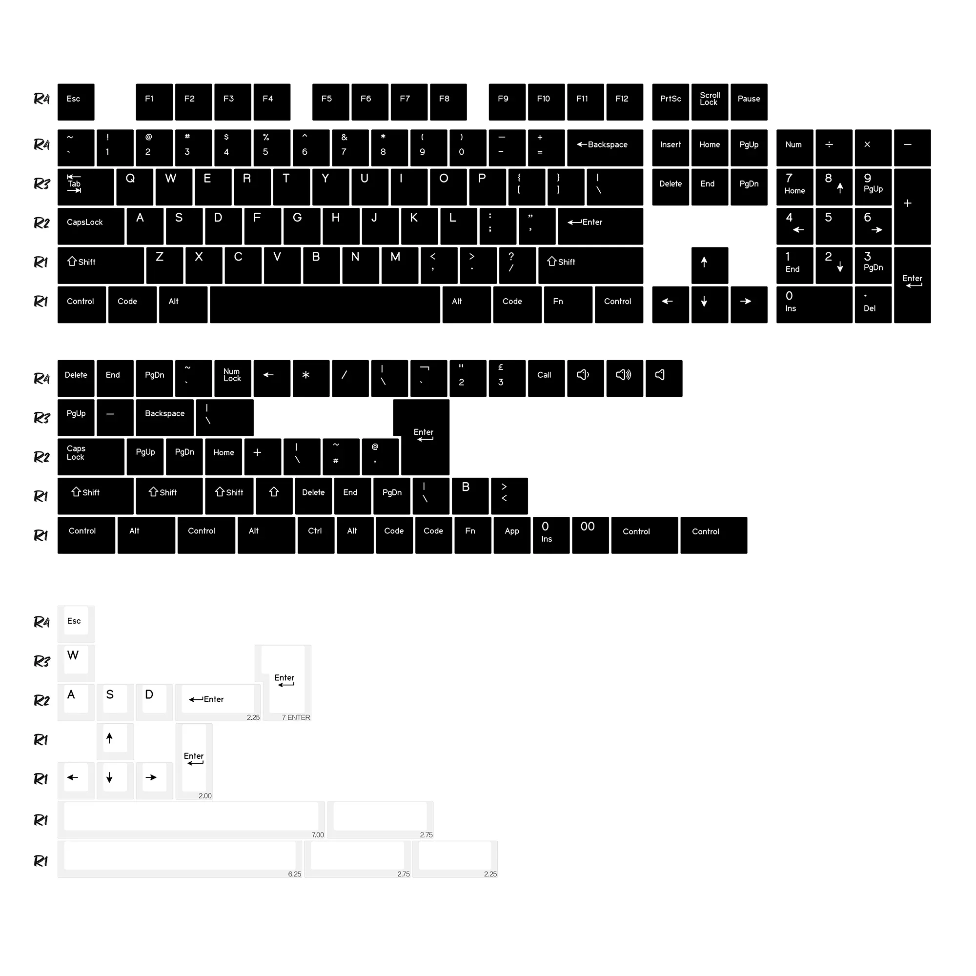 Set de touches KBDiy PBT Double Shot GMK BOW - 174 touches - Profil Cherry slide 21