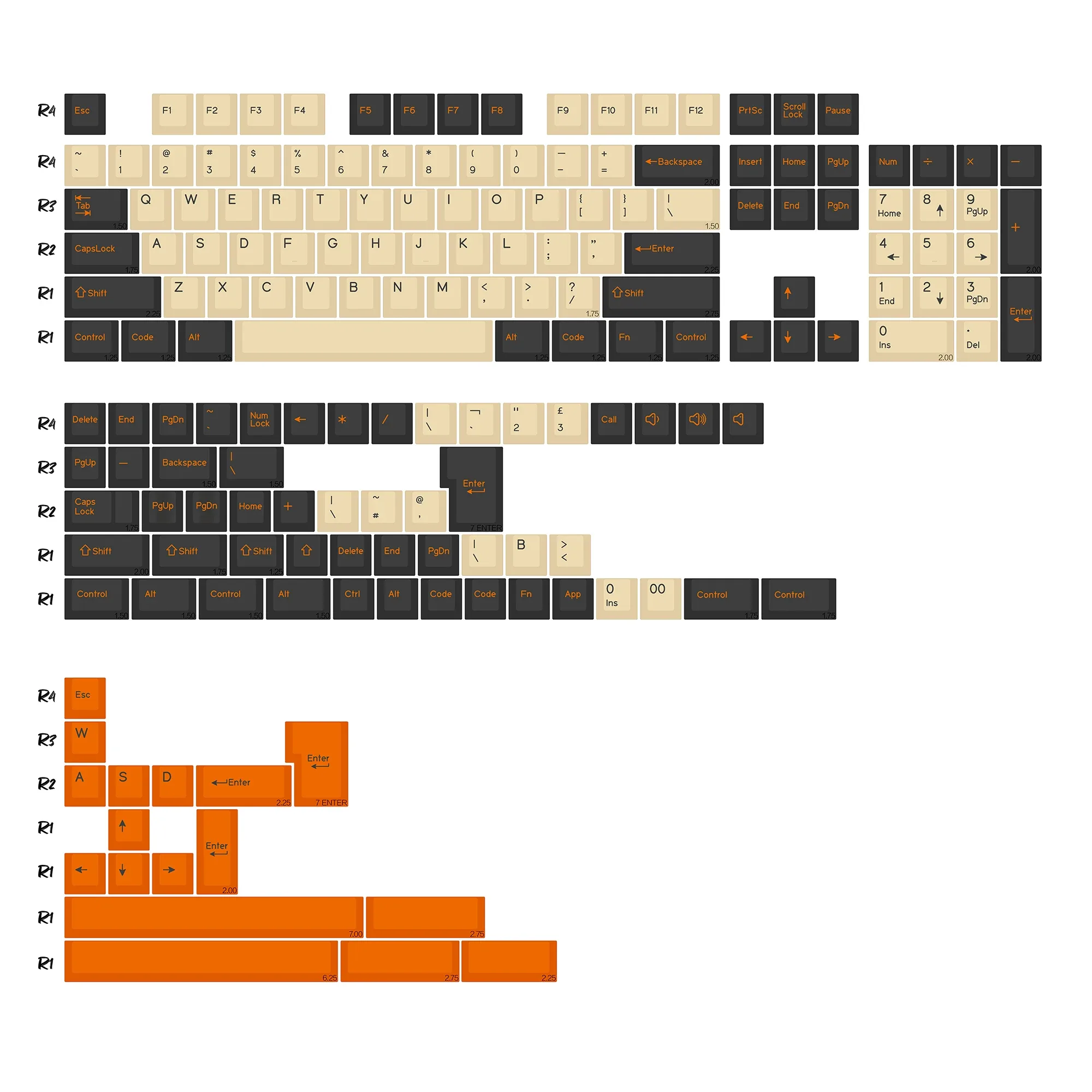 Set de touches KBDiy PBT Double Shot GMK BOW - 174 touches - Profil Cherry slide 16