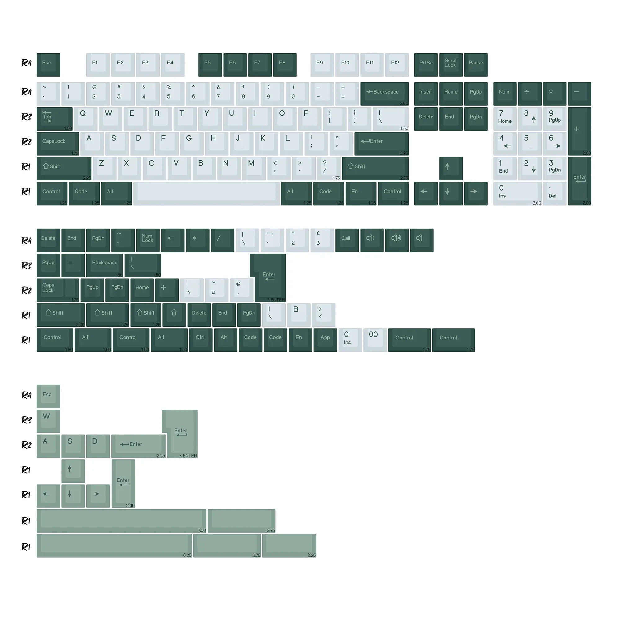 Set de touches KBDiy PBT Double Shot GMK BOW - 174 touches - Profil Cherry slide 15
