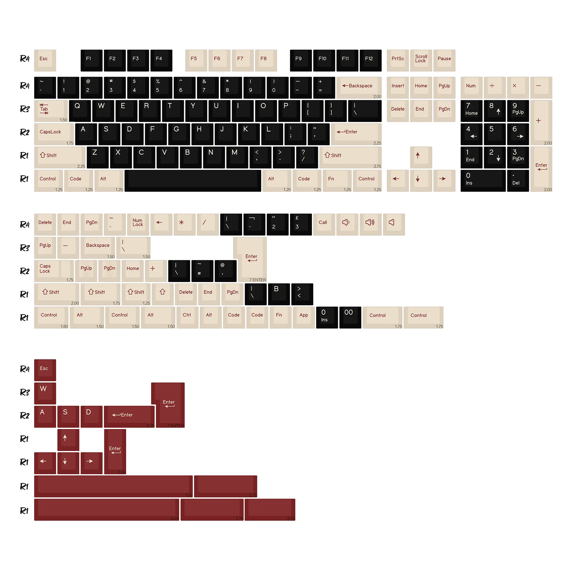 Set de touches KBDiy PBT Double Shot GMK BOW - 174 touches - Profil Cherry slide 18