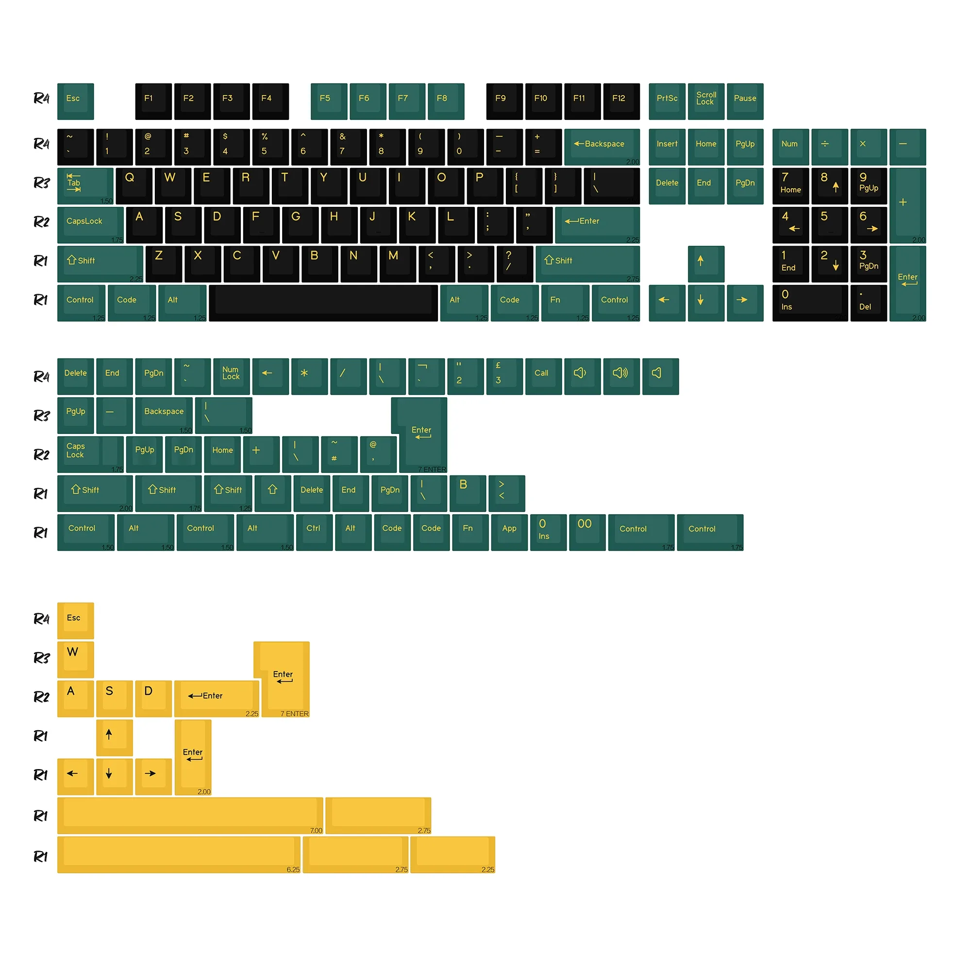 Set de touches KBDiy PBT Double Shot GMK BOW - 174 touches - Profil Cherry slide 11