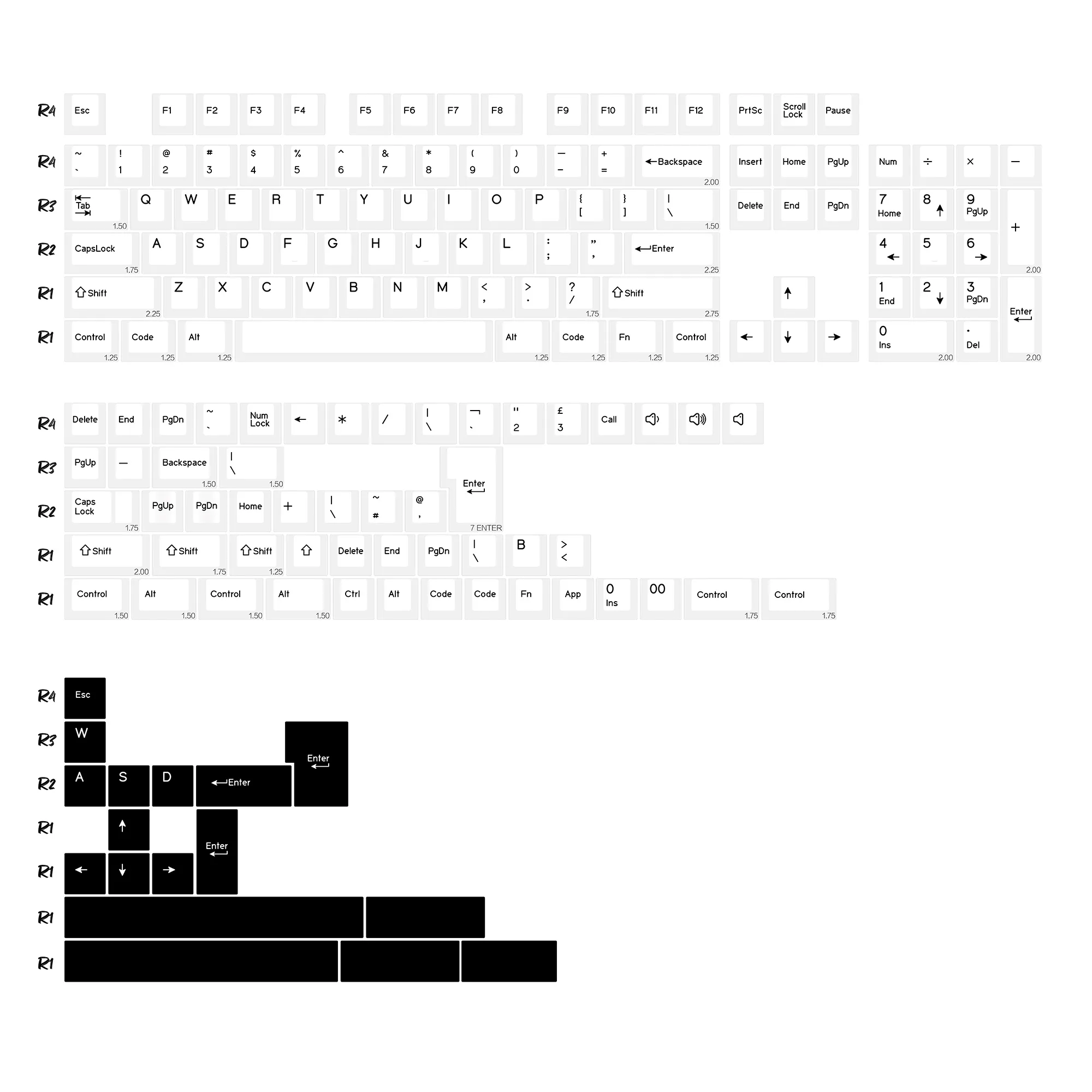 Set de touches KBDiy PBT Double Shot GMK BOW - 174 touches - Profil Cherry slide 14
