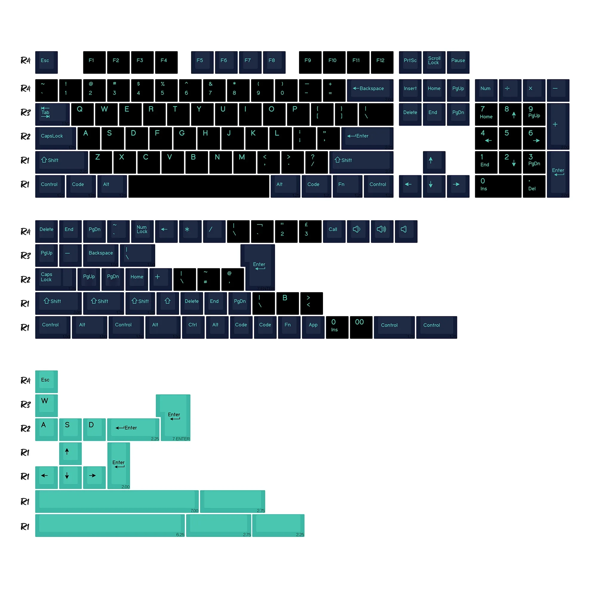Set de touches KBDiy PBT Double Shot GMK BOW - 174 touches - Profil Cherry slide 13