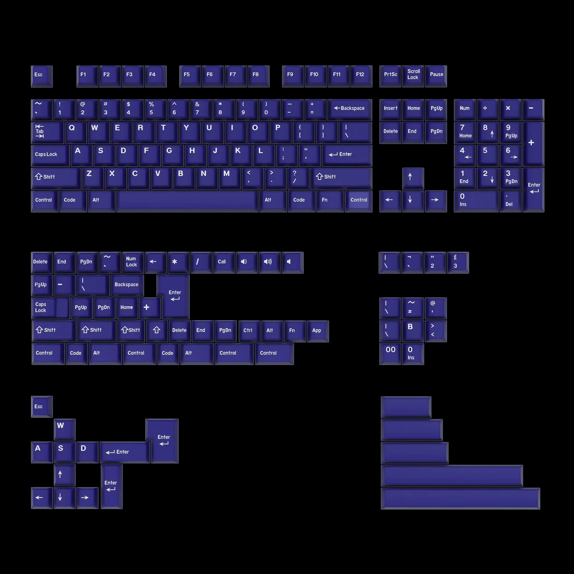 Set de touches KBDiy PBT Double Shot GMK BOW - 174 touches - Profil Cherry slide 10