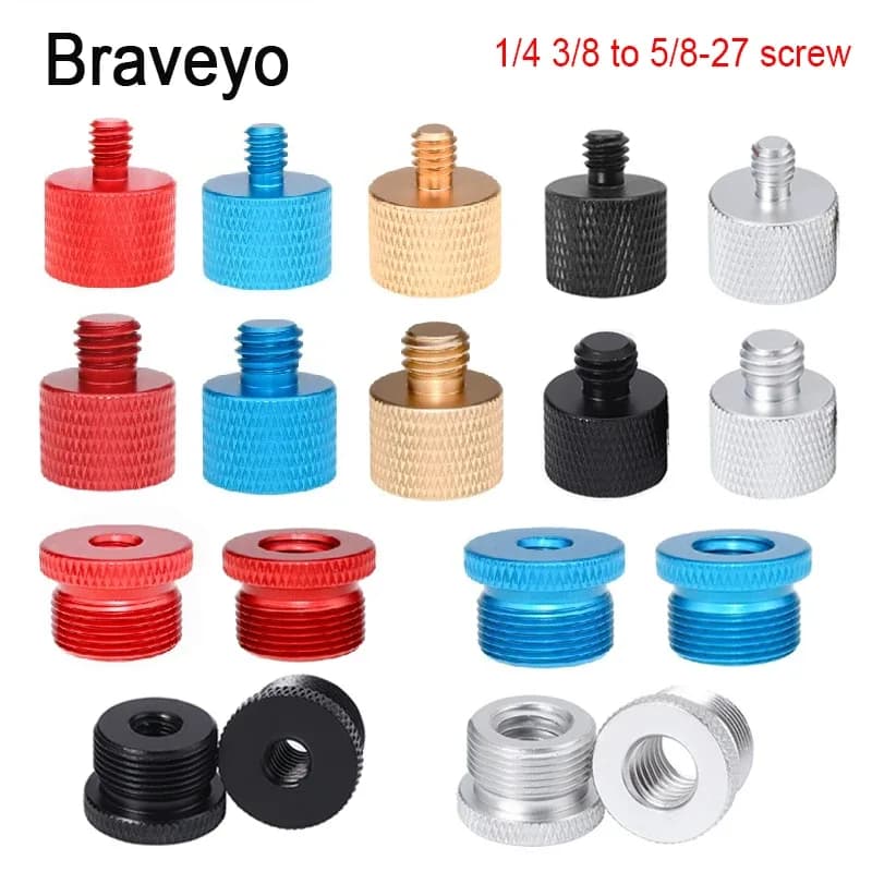 Adaptateur de filetage 1/4" et 3/8" vers 5/8"-27 pour microphone en alliage d'aluminium