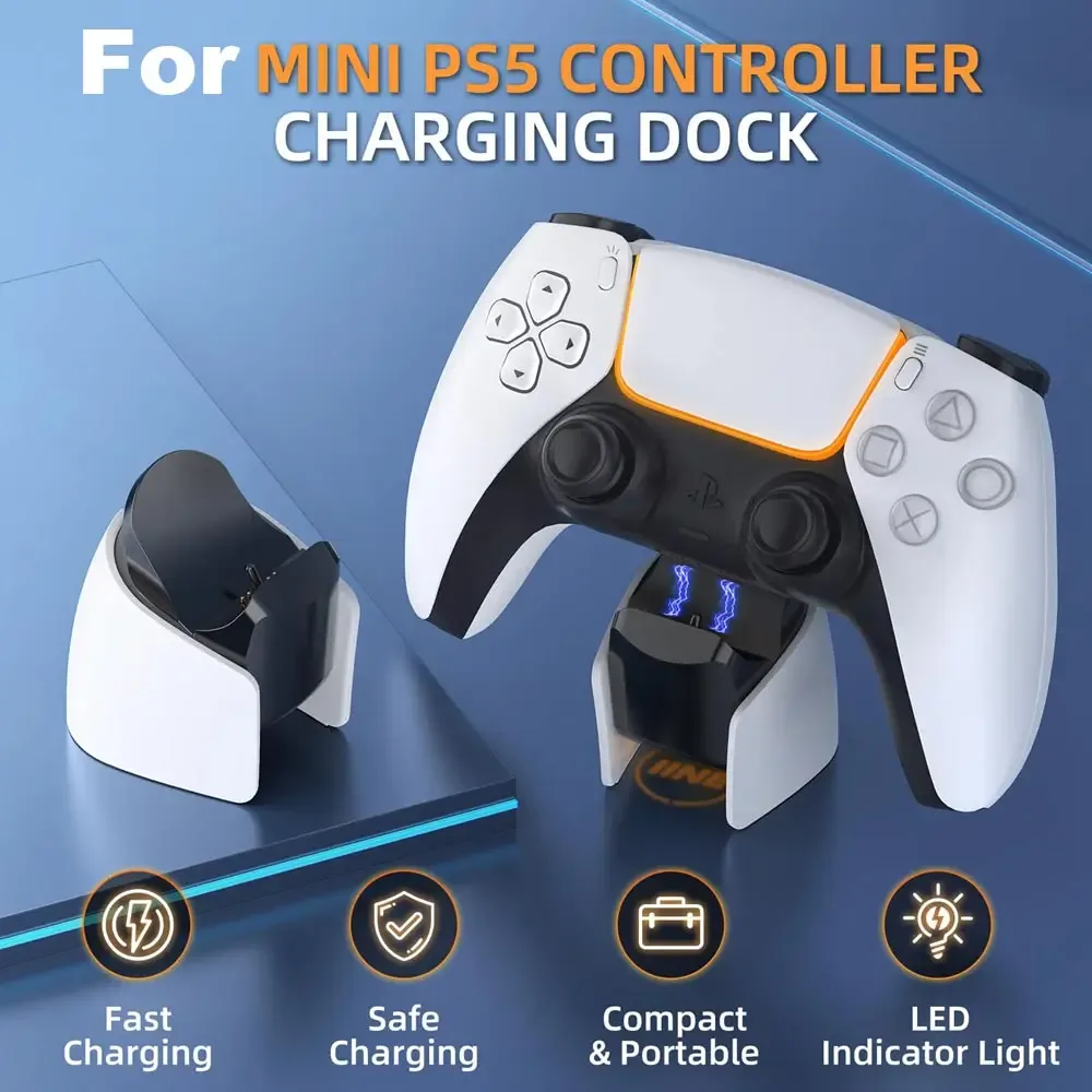 Station de recharge rapide pour manettes PS5 et DualSense Edge avec indicateur de charge