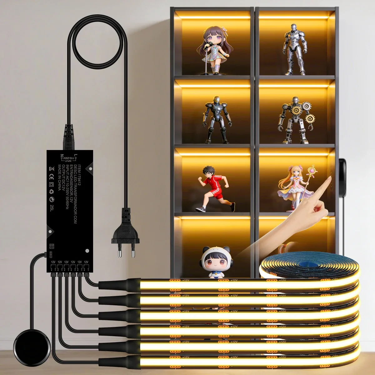 Ruban LED COB avec Capteur Tactile Invisible pour Meuble TV et Rétro-éclairage Mural - Image 1