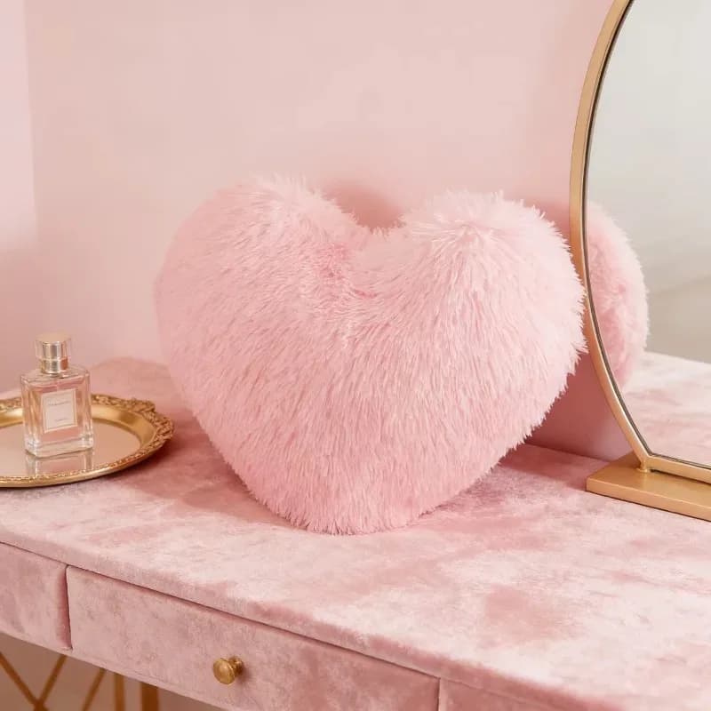 Coussin décoratif en forme de cœur rose - 30 x 40 cm