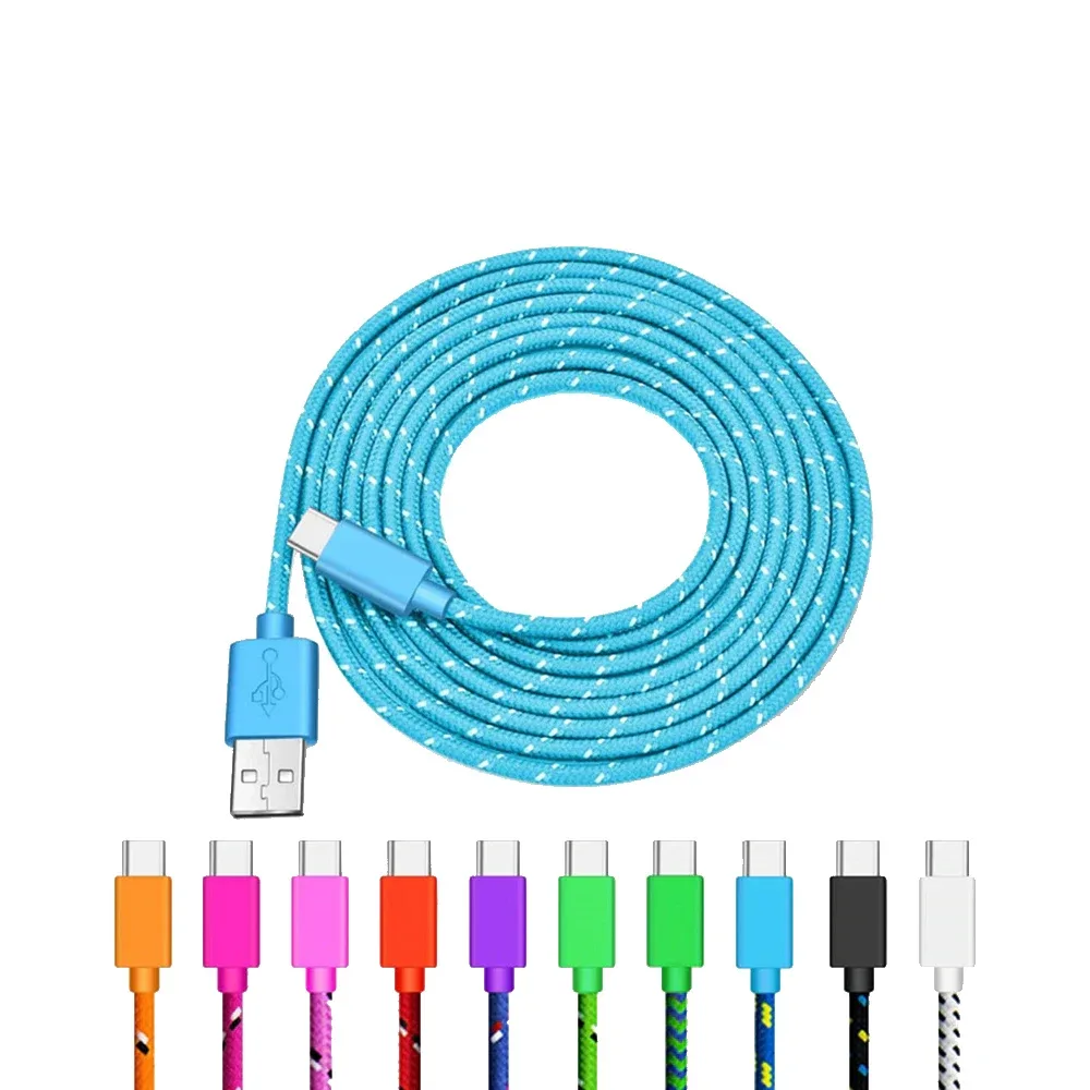 Câble USB-A vers USB-C de charge rapide 2A en nylon tressé (1/2/3 m)
