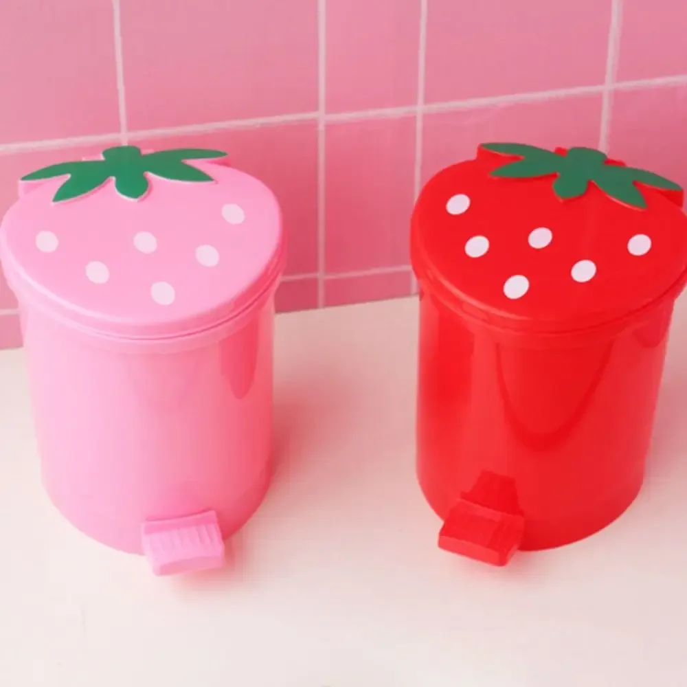Mini poubelle de bureau rose - Image 4