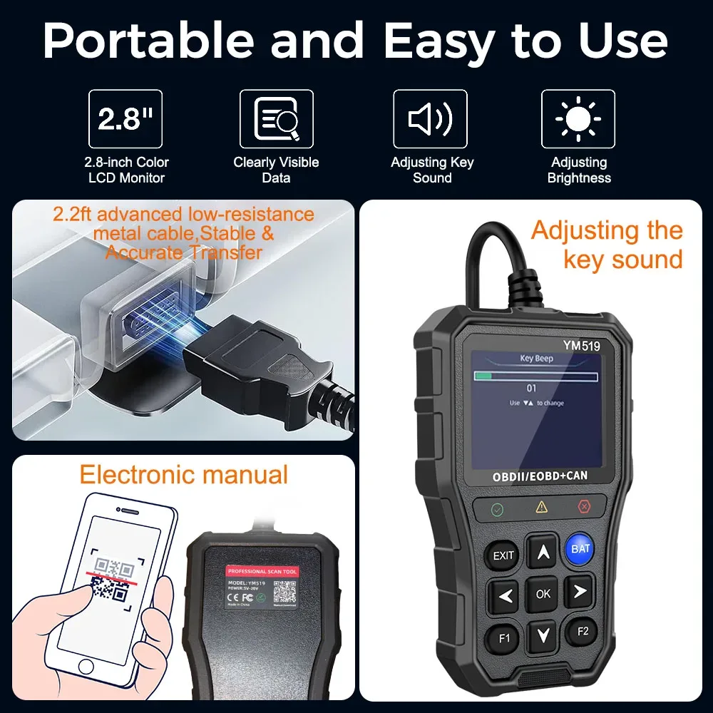 Outil de diagnostic automobile OBD2 YM519 avec testeur de batterie - Image 5