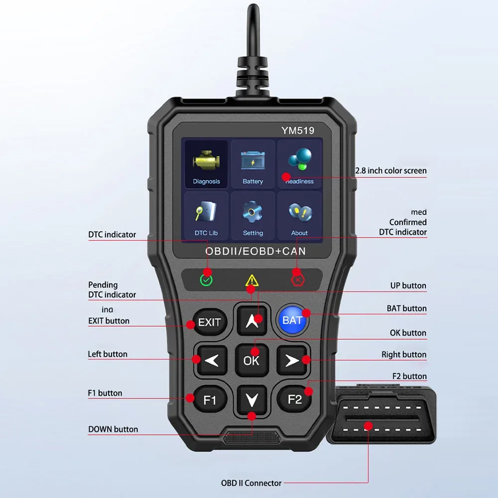 Outil de diagnostic automobile OBD2 YM519 avec testeur de batterie - Image 6