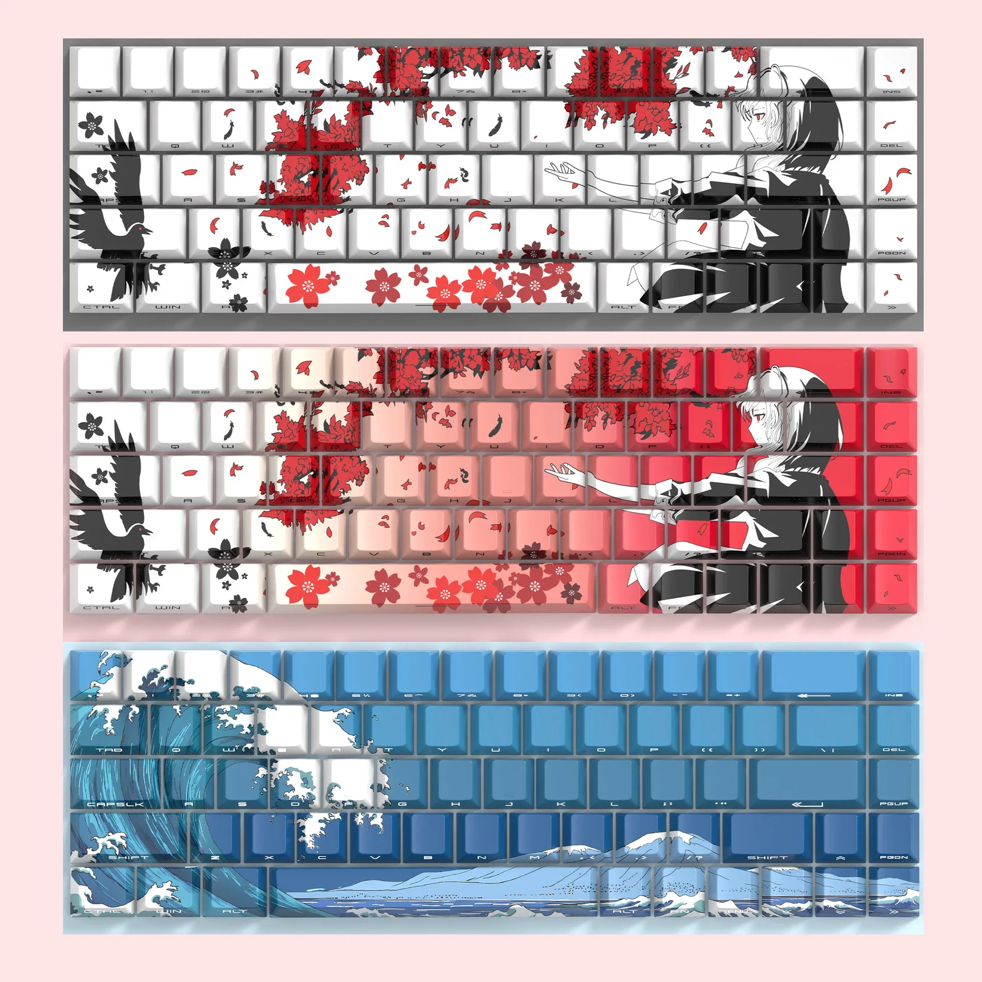 Keycaps PBT Translucides à Lettrage Latéral - 74 Touches - Pour Claviers 61/68 - Image 1
