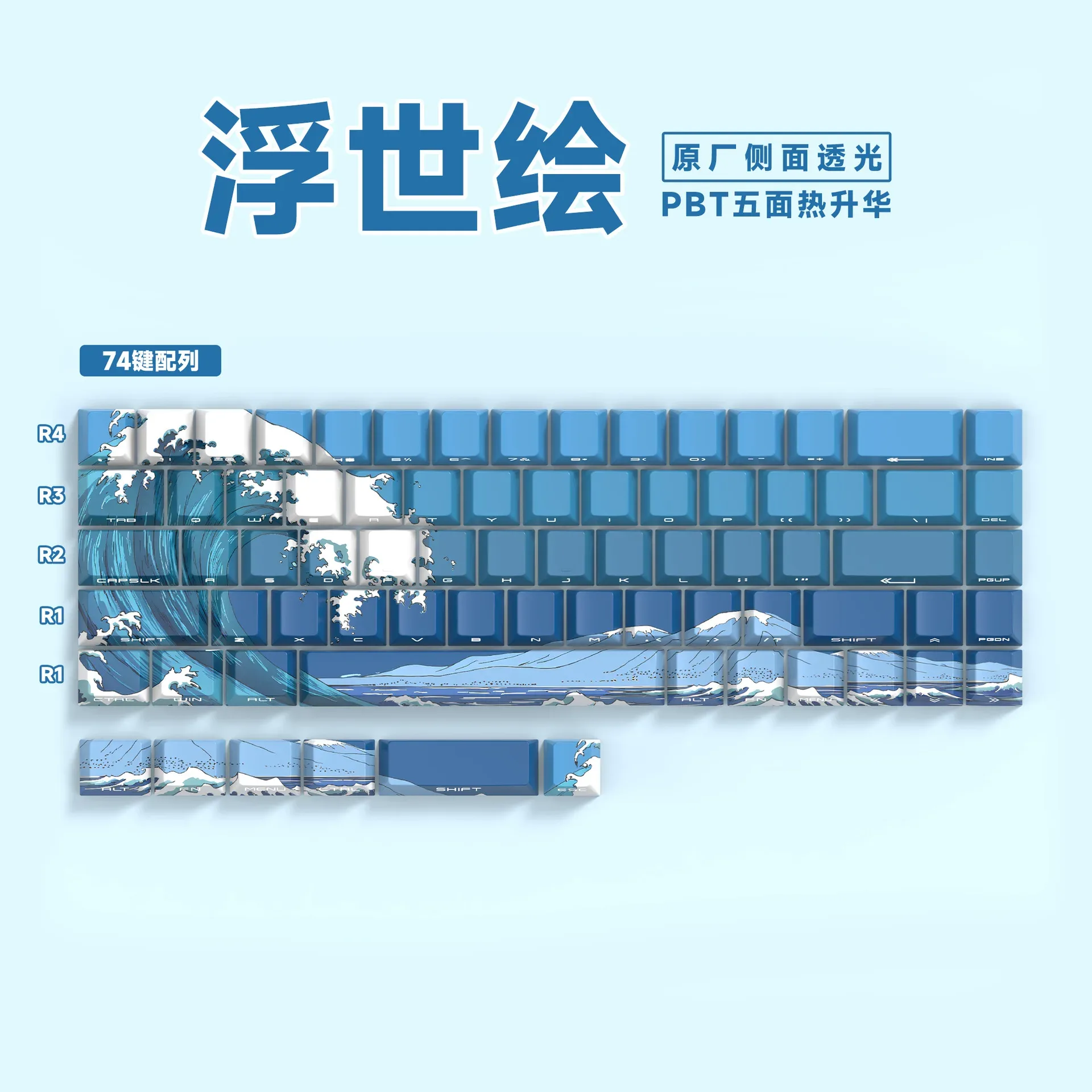 Keycaps PBT Translucides à Lettrage Latéral - 74 Touches - Pour Claviers 61/68 slide 27