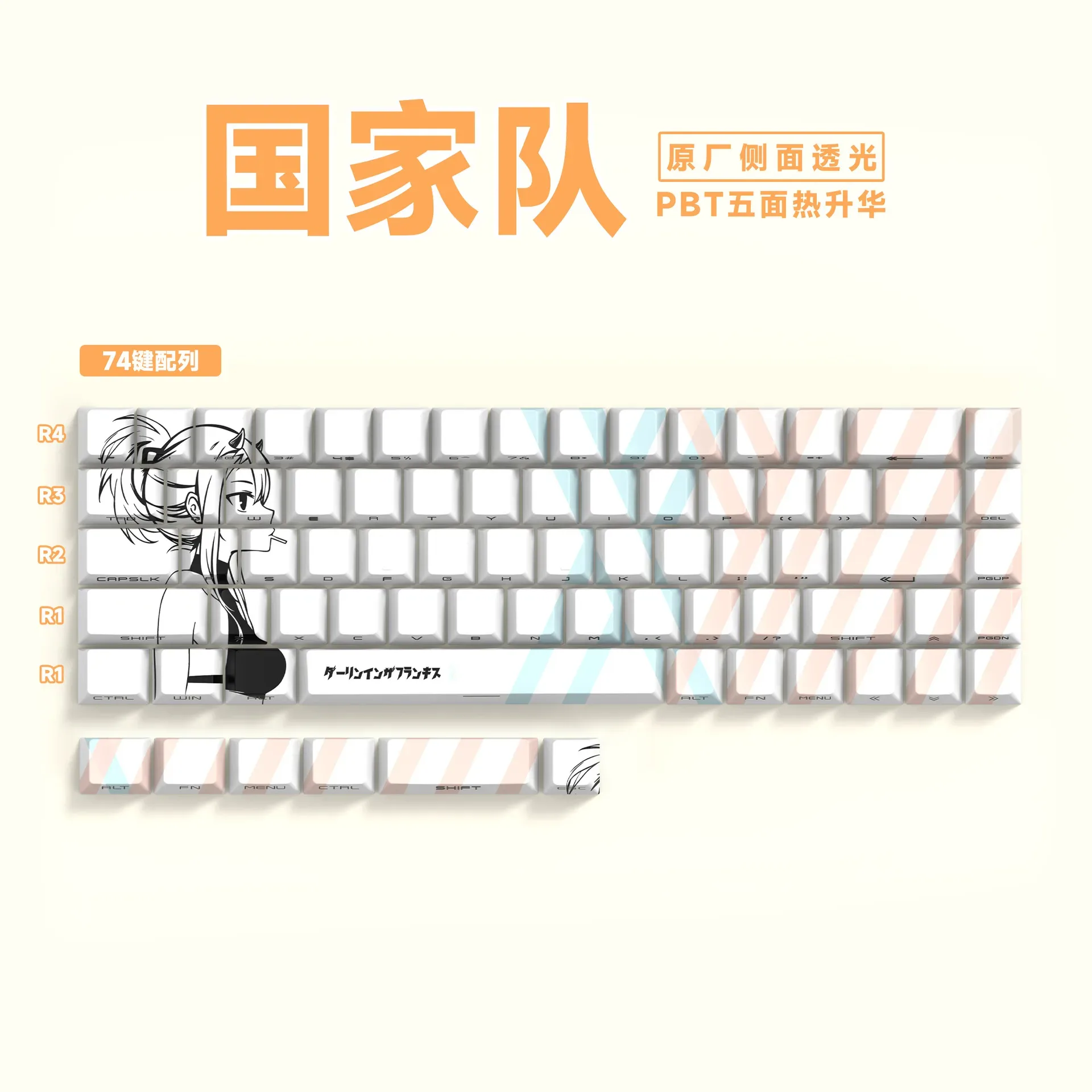 Keycaps PBT Translucides à Lettrage Latéral - 74 Touches - Pour Claviers 61/68 slide 29