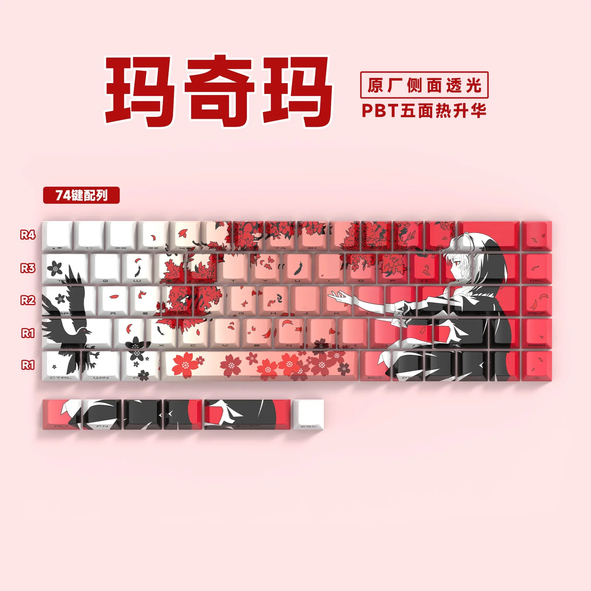 Keycaps PBT Translucides à Lettrage Latéral - 74 Touches - Pour Claviers 61/68 slide 24