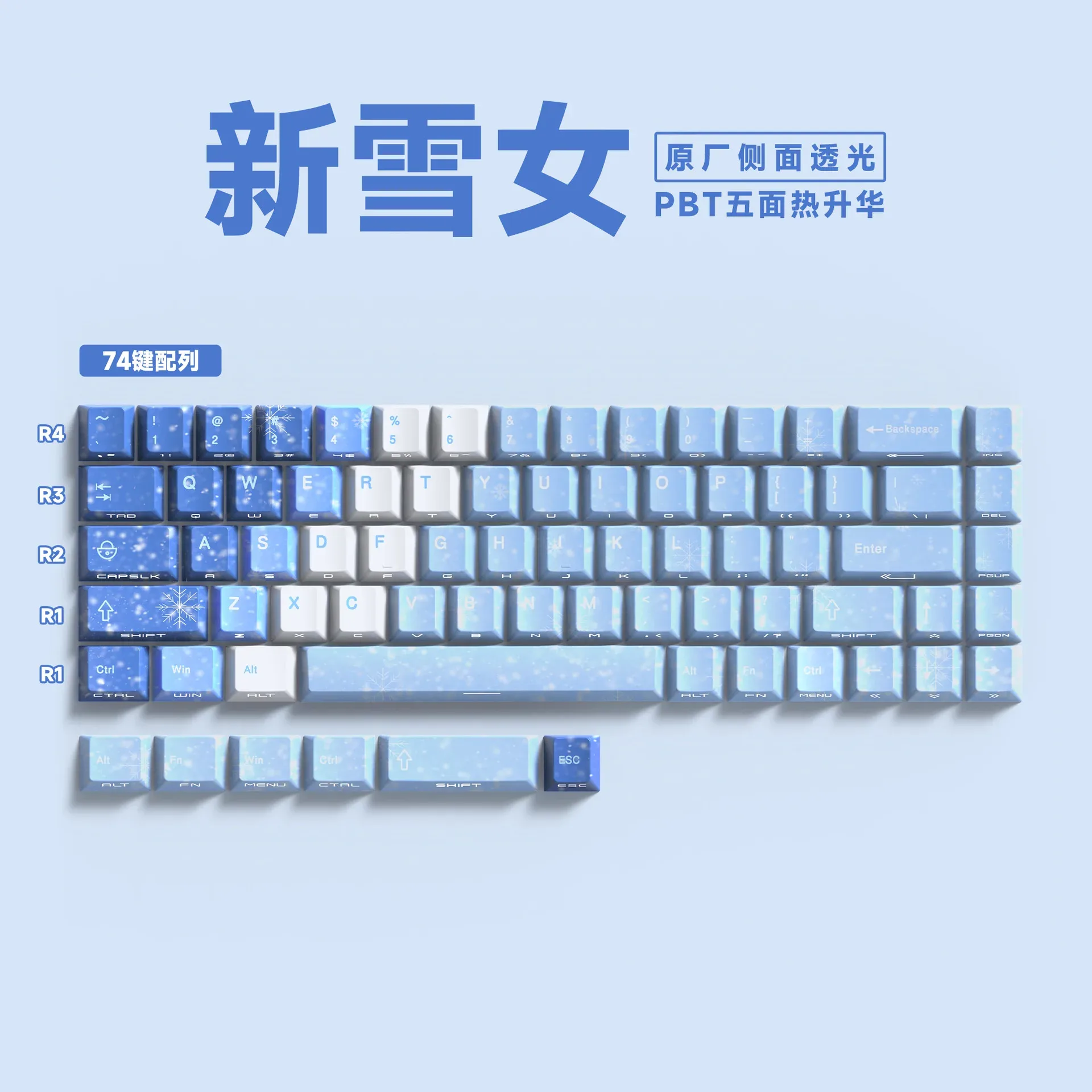 Keycaps PBT Translucides à Lettrage Latéral - 74 Touches - Pour Claviers 61/68 slide 12
