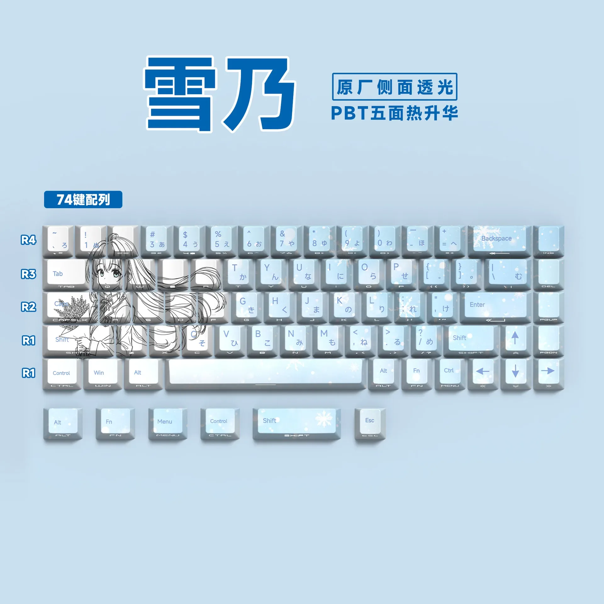 Keycaps PBT Translucides à Lettrage Latéral - 74 Touches - Pour Claviers 61/68 slide 8