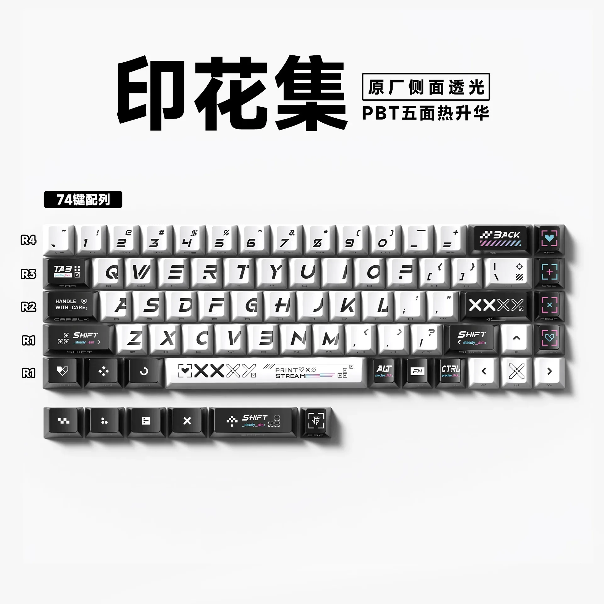 Keycaps PBT Translucides à Lettrage Latéral - 74 Touches - Pour Claviers 61/68 slide 7