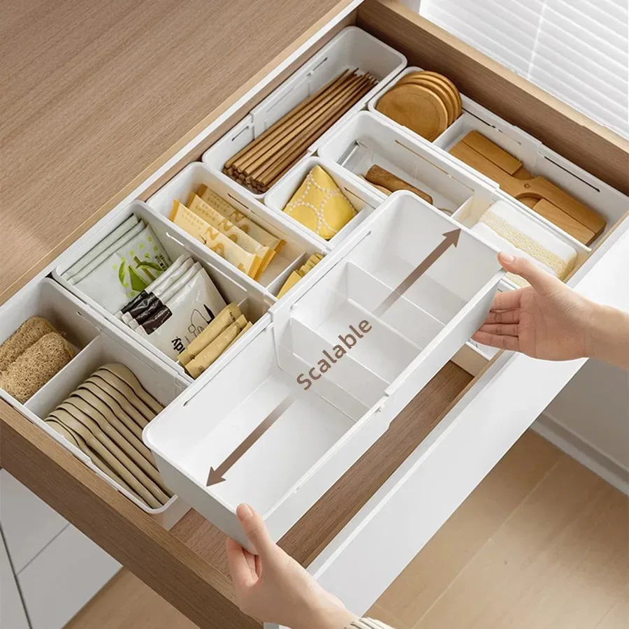 Organisateur de tiroir extensible et pliable - Boîtes de rangement polyvalentes - Image 3