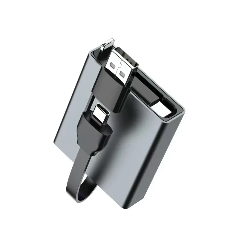 Câble USB-C rétractable 4-en-1, Charge Rapide PD 60W pour iPhone et Ordinateur Portable - Image 2