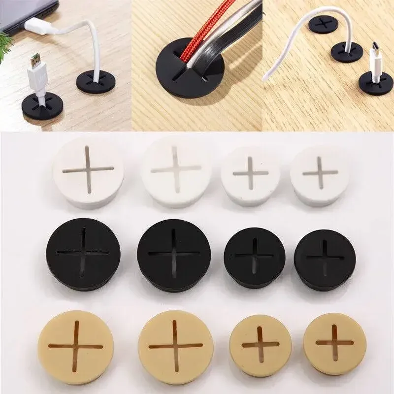 Lot de 10 passe-câbles en silicone pour bureau et mobilier