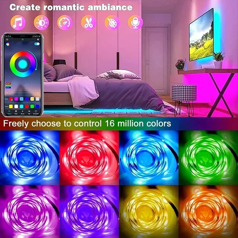 Ruban LED RGB 5050 avec Bluetooth et Télécommande pour Décoration et Rétroéclairage TV - Image 2