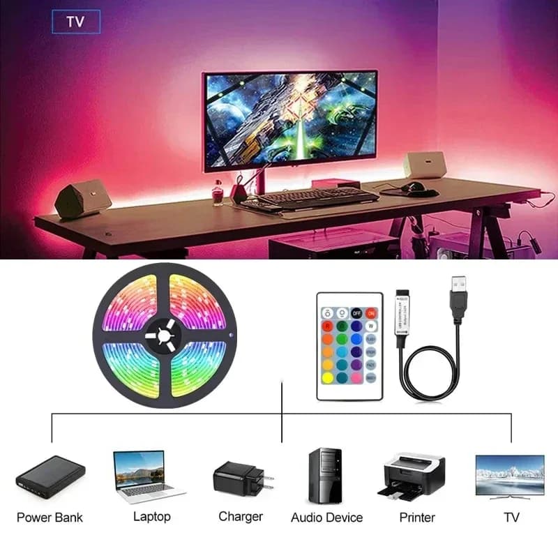 Ruban LED RGB 5050 avec Bluetooth et Télécommande pour Décoration et Rétroéclairage TV - Image 3