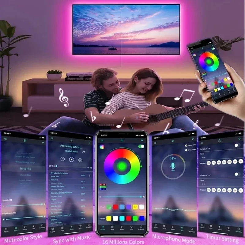 Ruban LED RGB 5050 avec Bluetooth et Télécommande pour Décoration et Rétroéclairage TV - Image 5