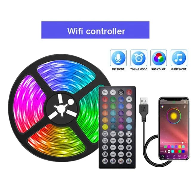 Ruban LED RGB 5050 avec Bluetooth et Télécommande pour Décoration et Rétroéclairage TV slide 7