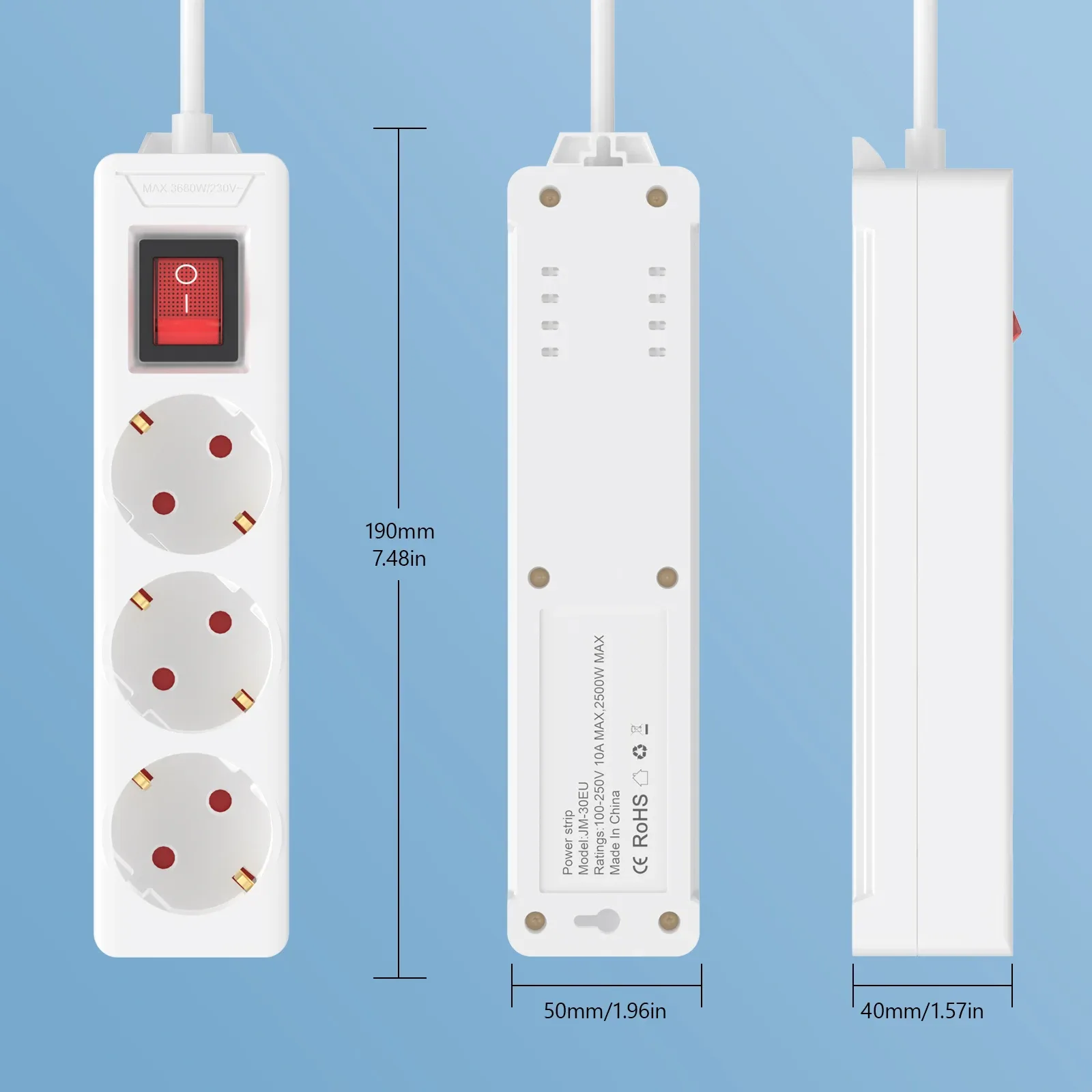 ANRMESUN Multiprise Parasurtenseur avec 4 Prises Secteur et 2 Ports USB-C, Câble 2m - Image 6